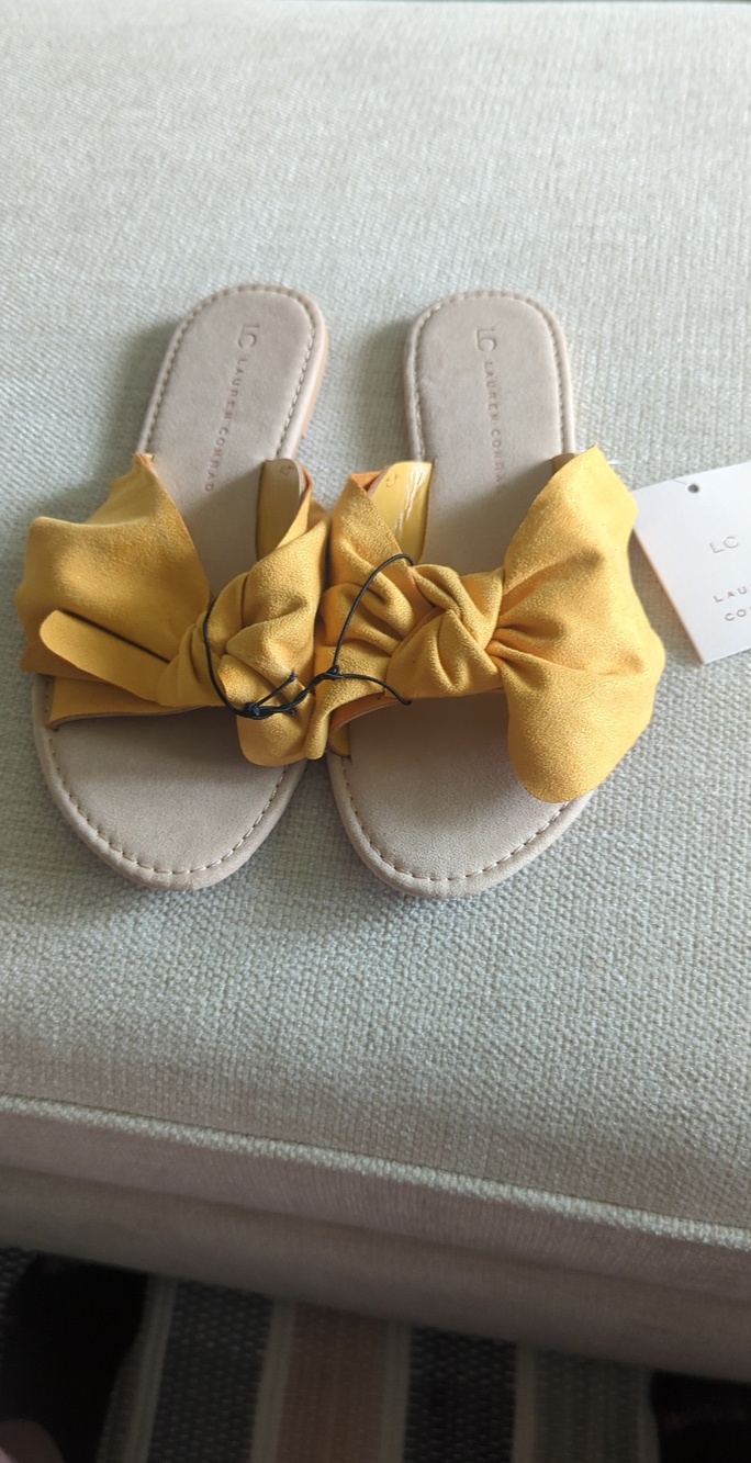 LC Lauren Conrad Yellow Knot Bow Slide Sandals